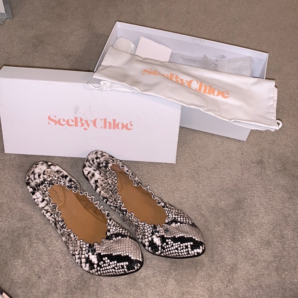 NEW See by Chloé Jane Snake Embossed Ballet Flats